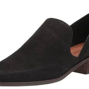 Lucky brand Mahzan women’s loafer shoes black nubuck leather slip on pointy toe